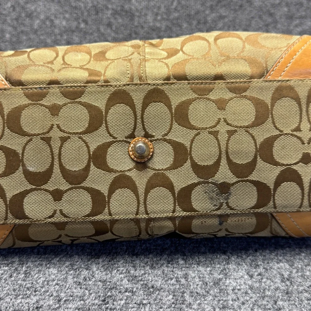 Coach Hampton Satchel Women Medium Brown Monogram Canvas Y2K Preppy 8K07